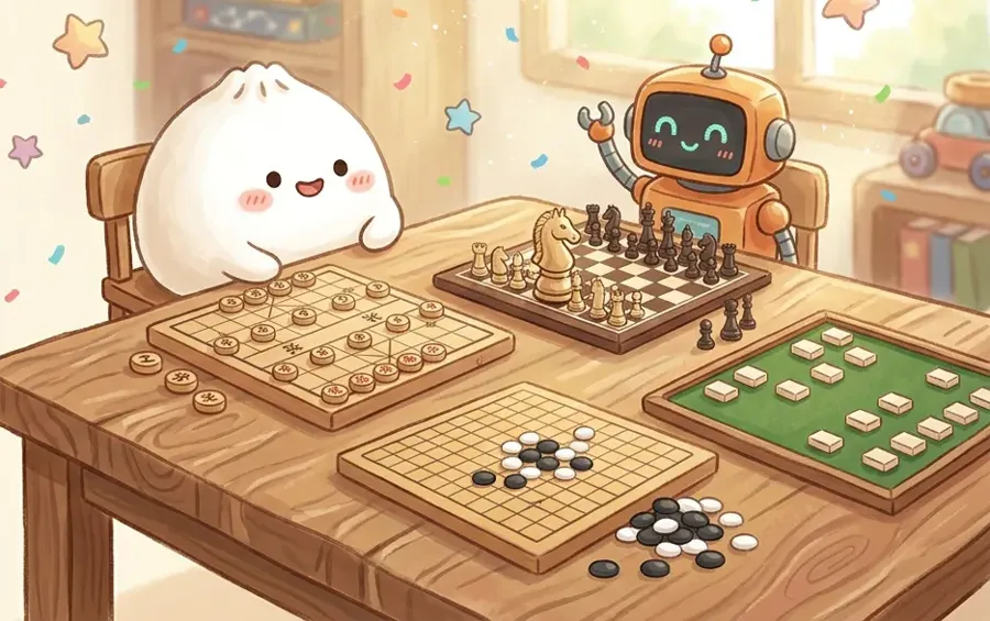 棋类对弈分区插画（AI 生成）